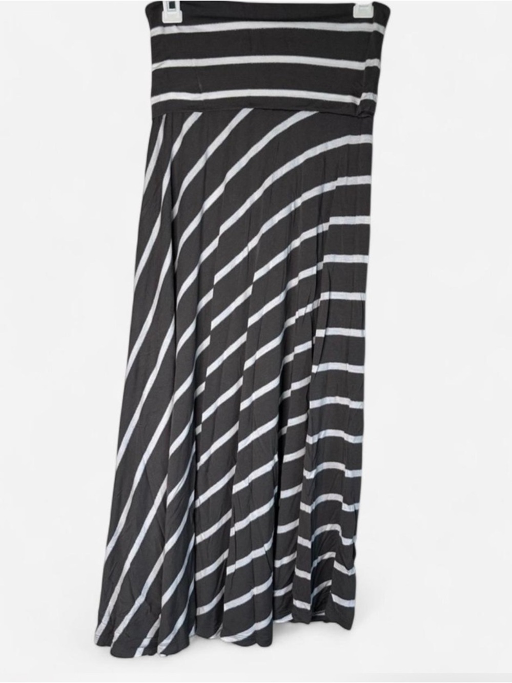 INC International Concepts Maxi Skirt - Size M - Gray White Striped Strapless